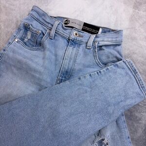 Levi's SilverTab Mom Jeans Light Wash Distressed Ripped High Waist Denim